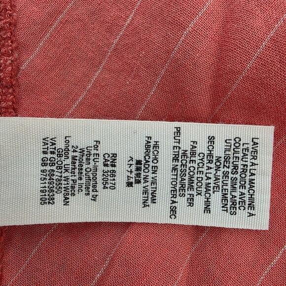 Free People Coral Orange Striped Linen Blend Midi Skirt Drawstring Pockets M - Picture 14 of 14